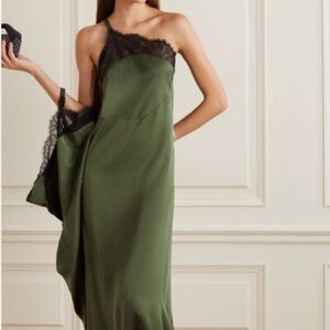 JW ANDERSON One Shoulder Dress in Green and Black